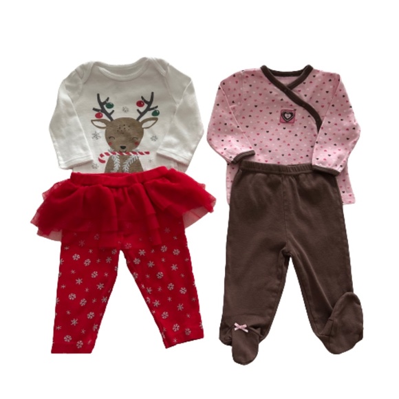 Bundle Of 2 Baby Girl Sets : Carter's Christmas 2 peace Set; Pink & Brown 3p Set - Picture 15 of 15